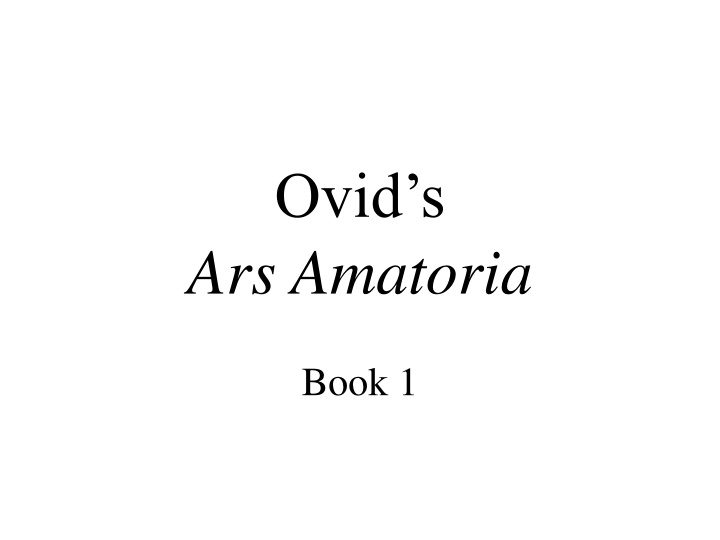 ovid s ars amatoria