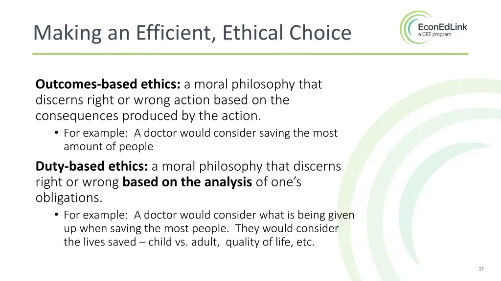 making an efficient ethical choice