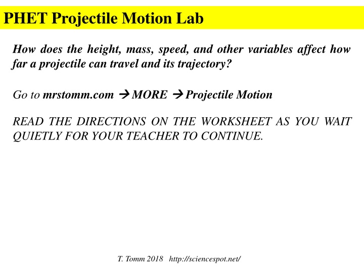 phet projectile motion lab