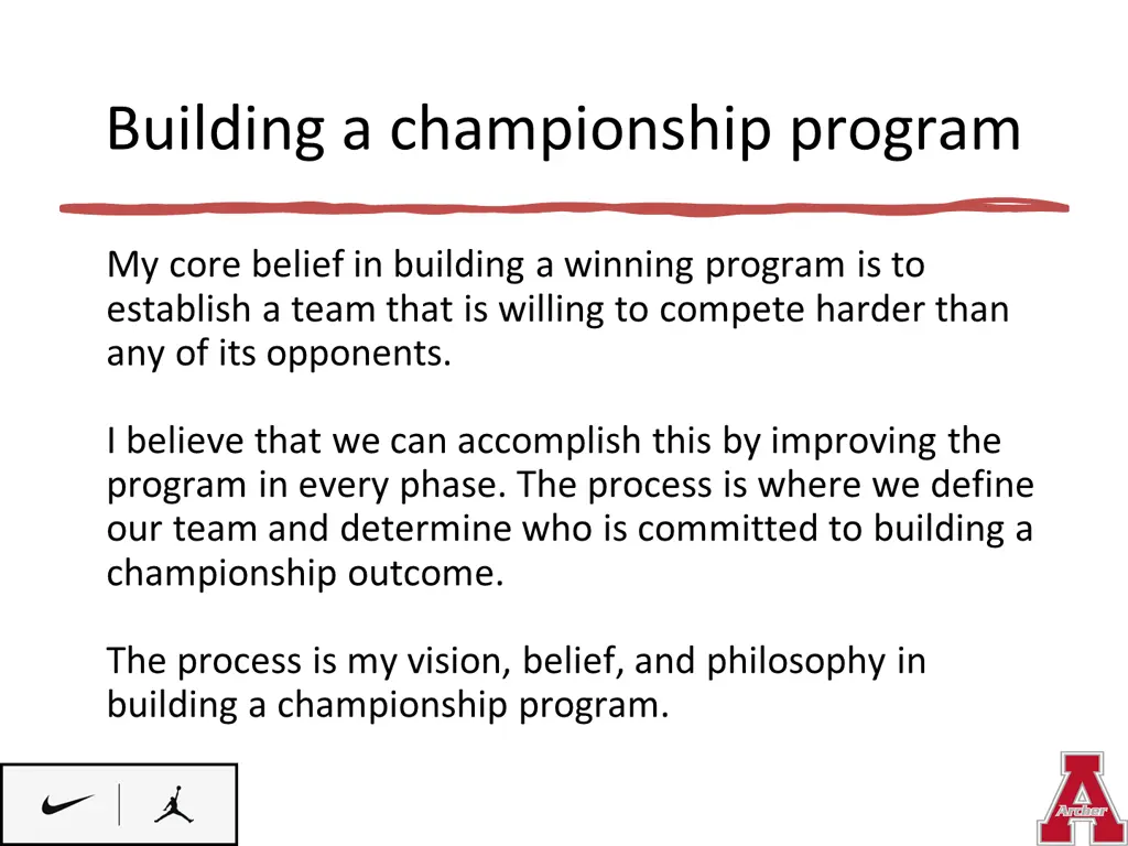 building a championship program