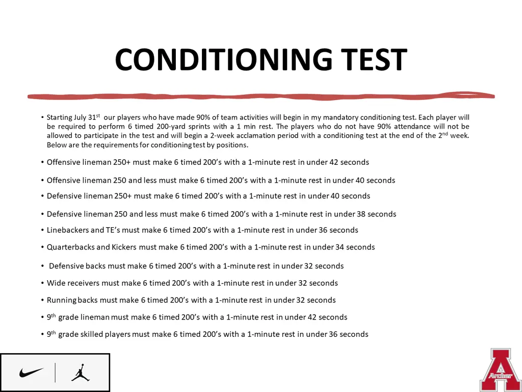 conditioning test