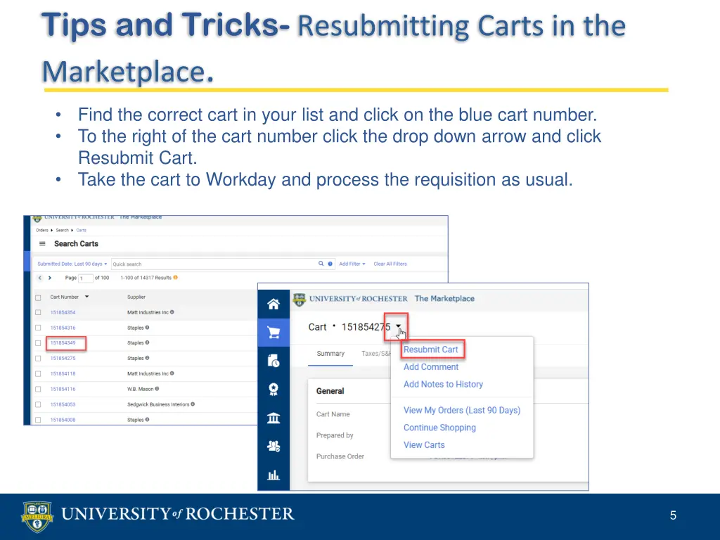 tips and tricks resubmitting carts 3