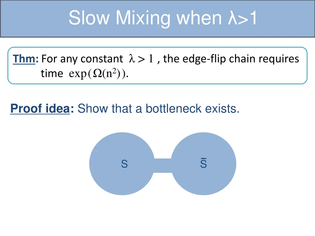 slow mixing when 1