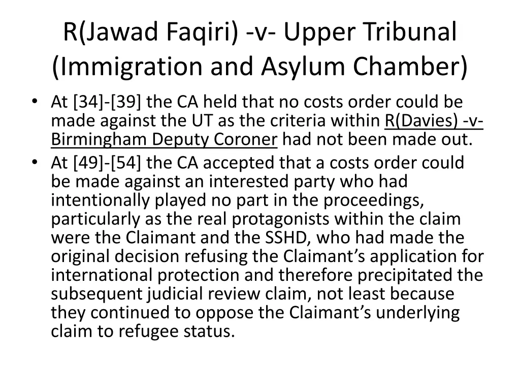 r jawad faqiri v upper tribunal immigration 1