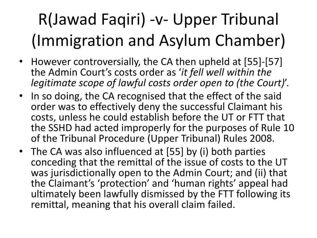 r jawad faqiri v upper tribunal immigration 2