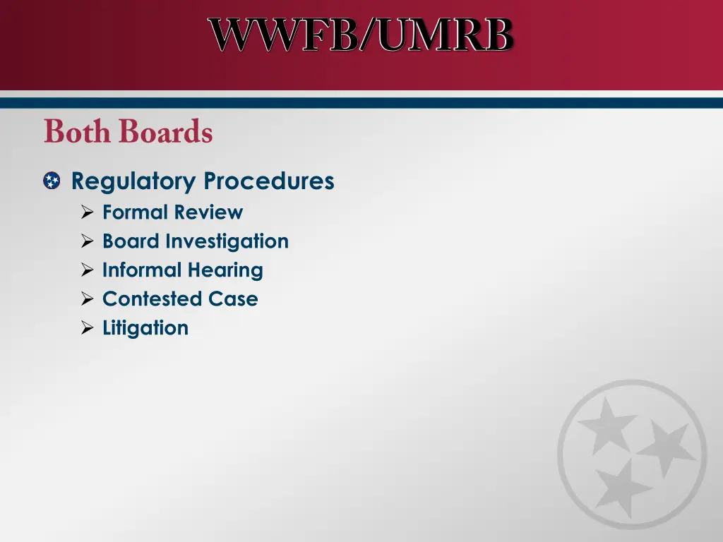 regulatory procedures formal review board