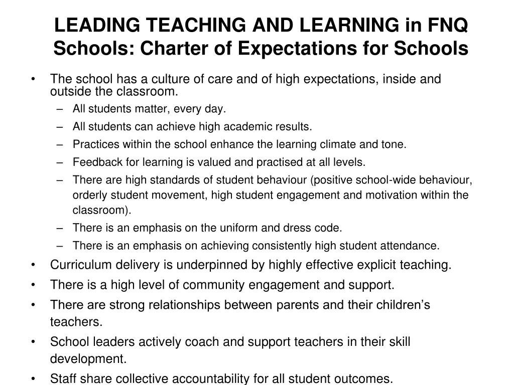 leading teaching and learning in fnq schools