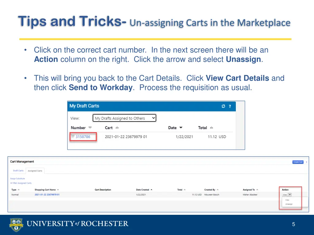 tips and tricks un assigning carts 3