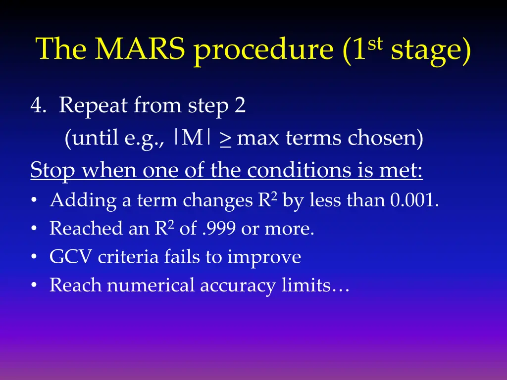 the mars procedure 1 st stage 1