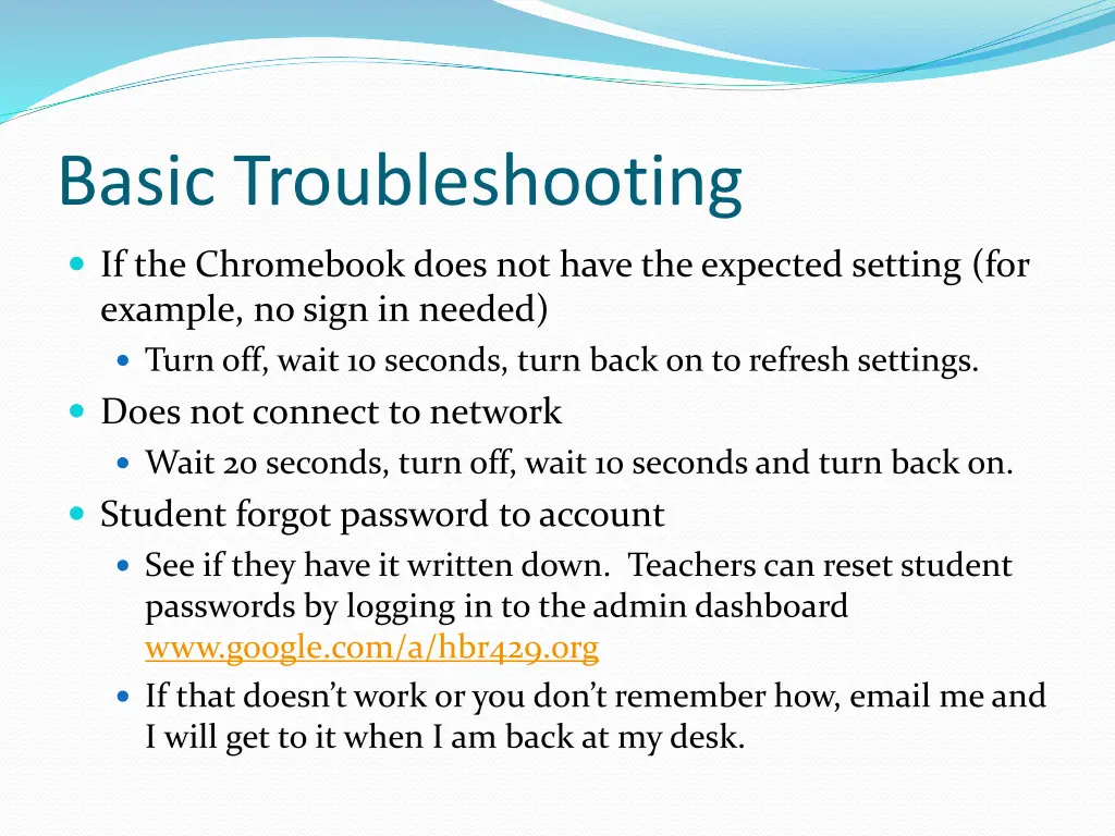 basic troubleshooting