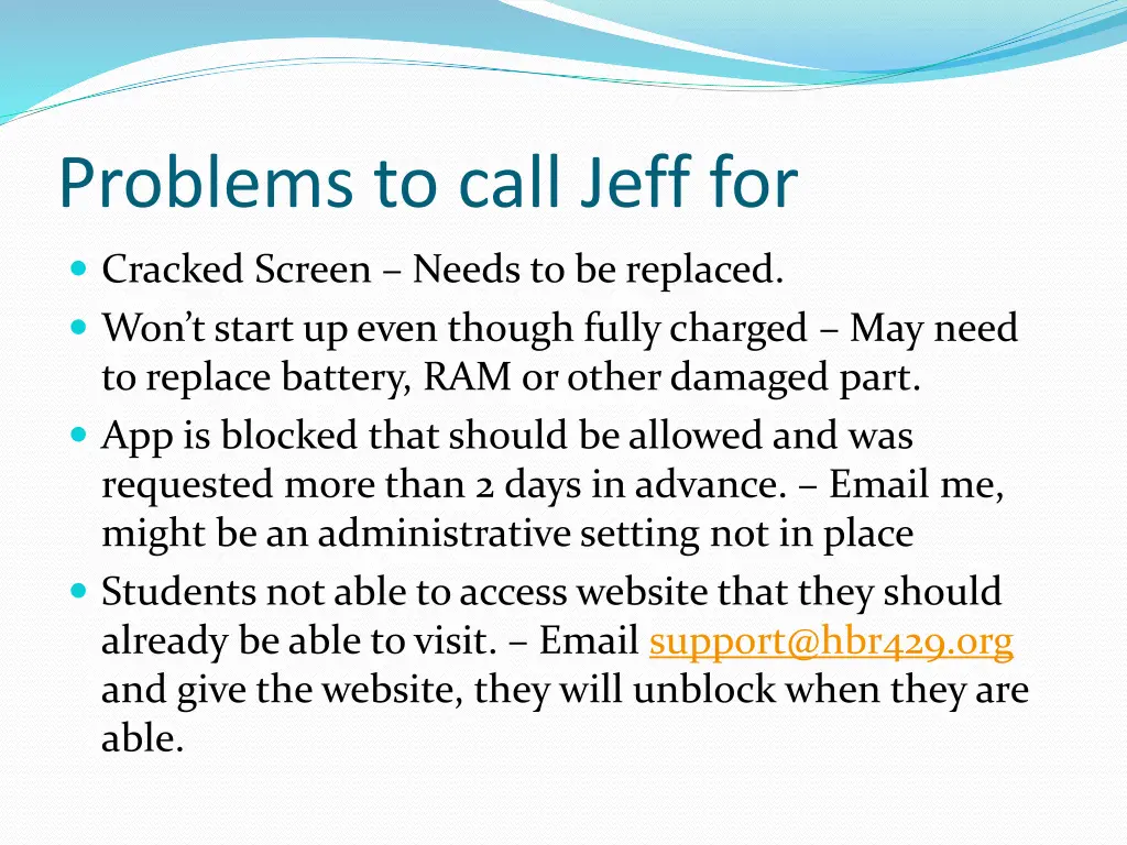 problems to call jeff for 1