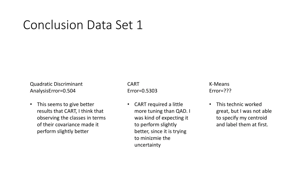 conclusion data set 1