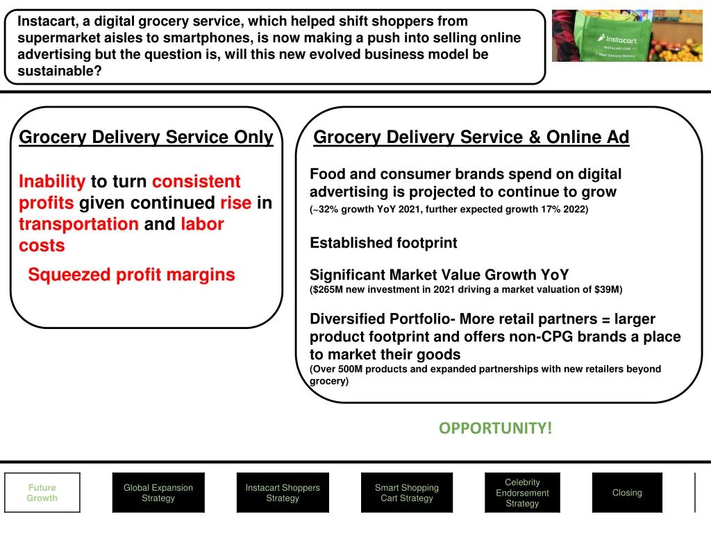 instacart a digital grocery service which helped