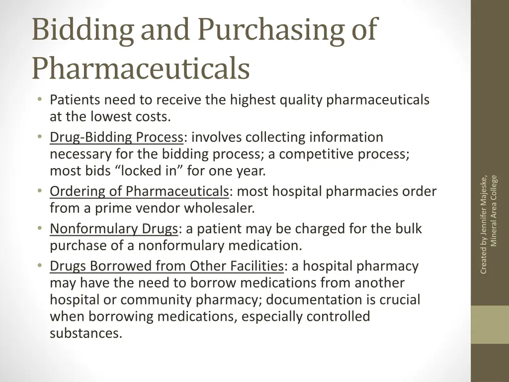 bidding and purchasing of pharmaceuticals