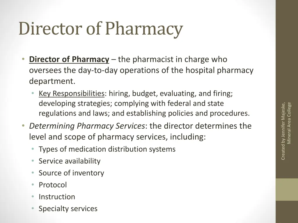 director of pharmacy