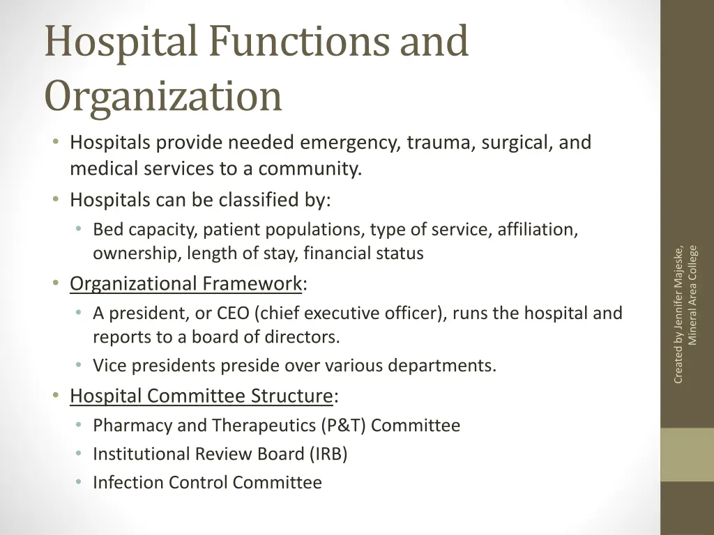 hospital functions and organization hospitals