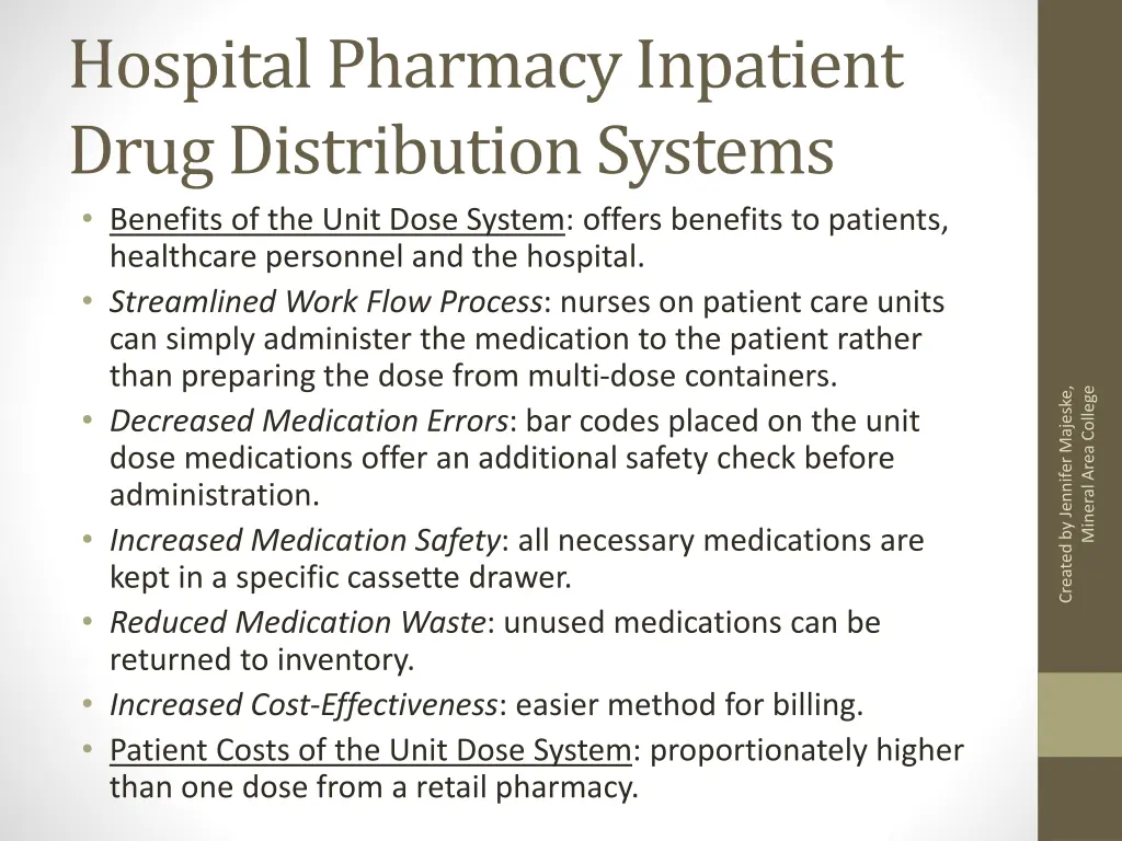 hospital pharmacy inpatient drug distribution 1