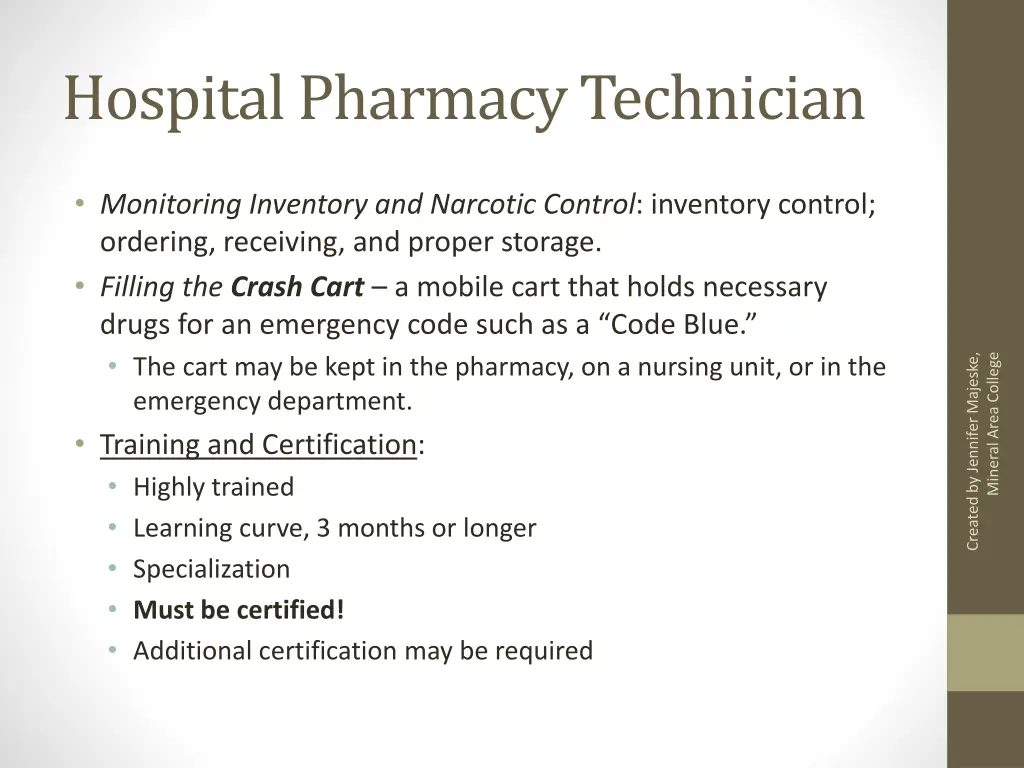 hospital pharmacy technician 1