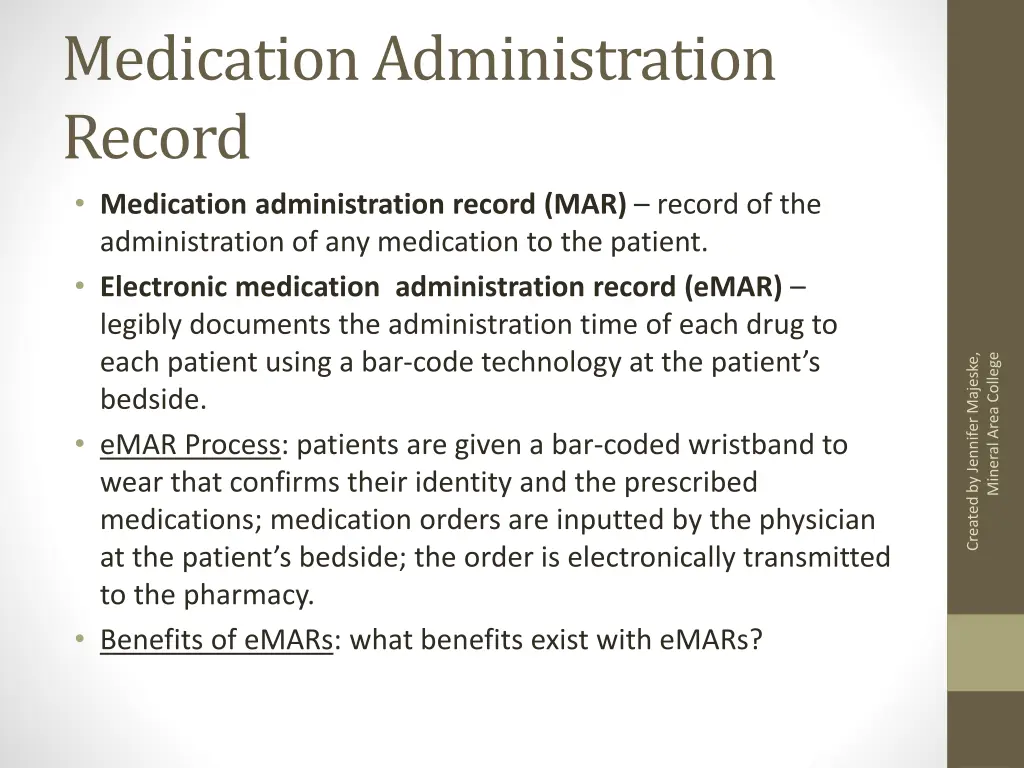 medication administration record medication