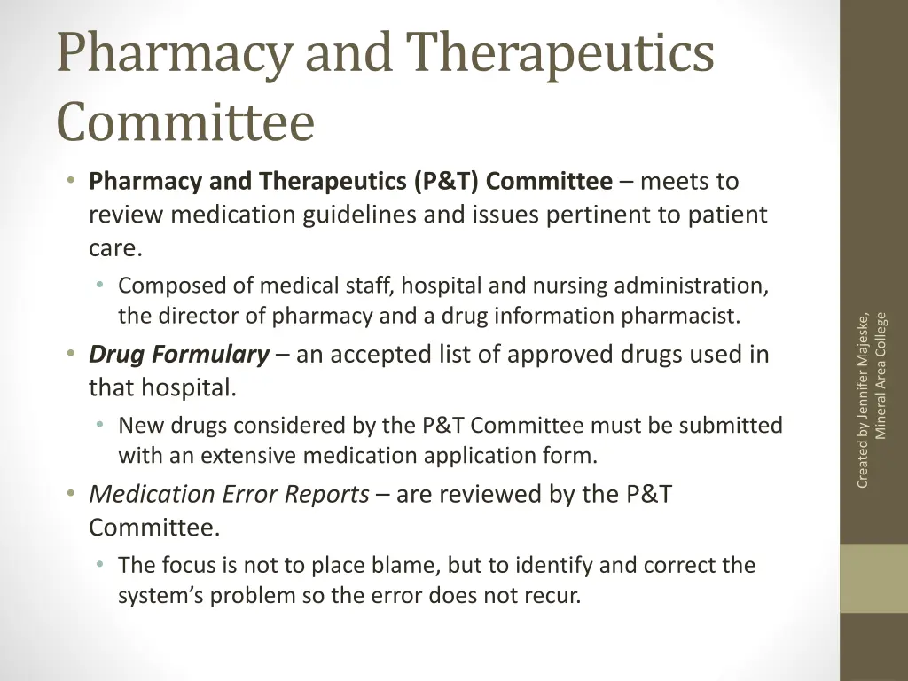 pharmacy and therapeutics committee pharmacy