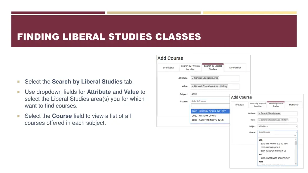 finding liberal studies classes