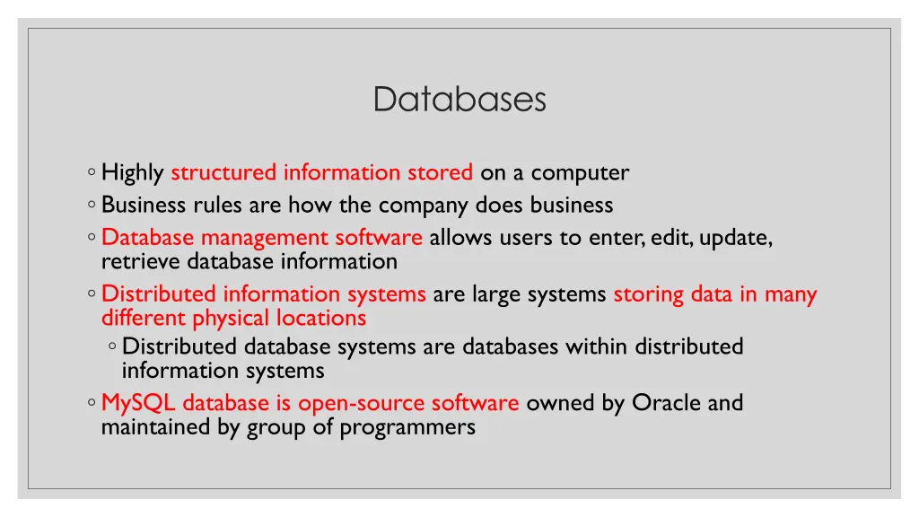 databases