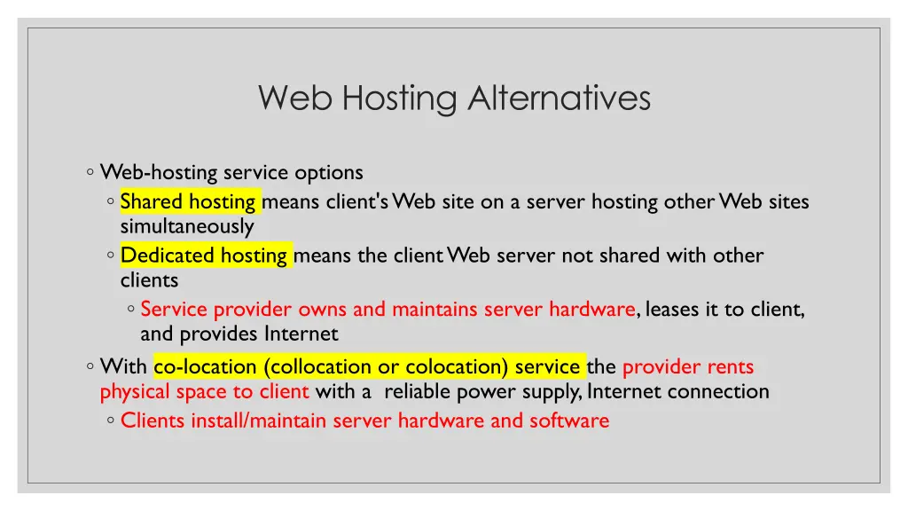 web hosting alternatives