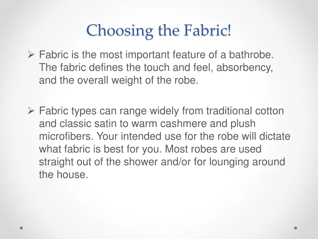 choosing the fabric