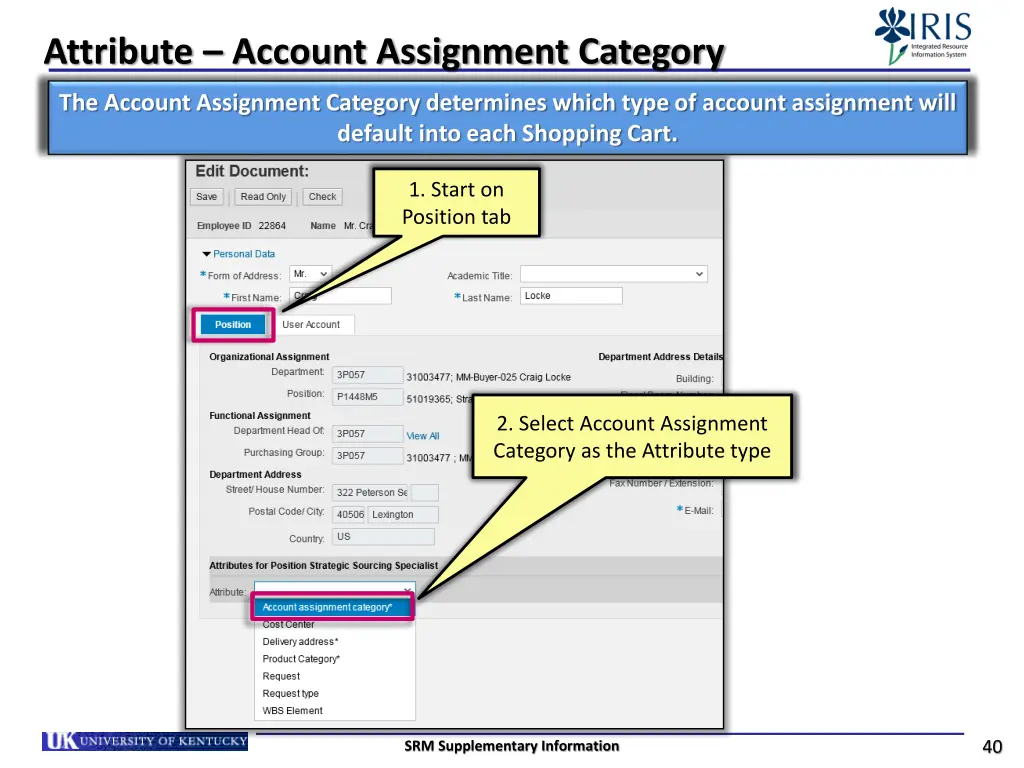 attribute account assignment category