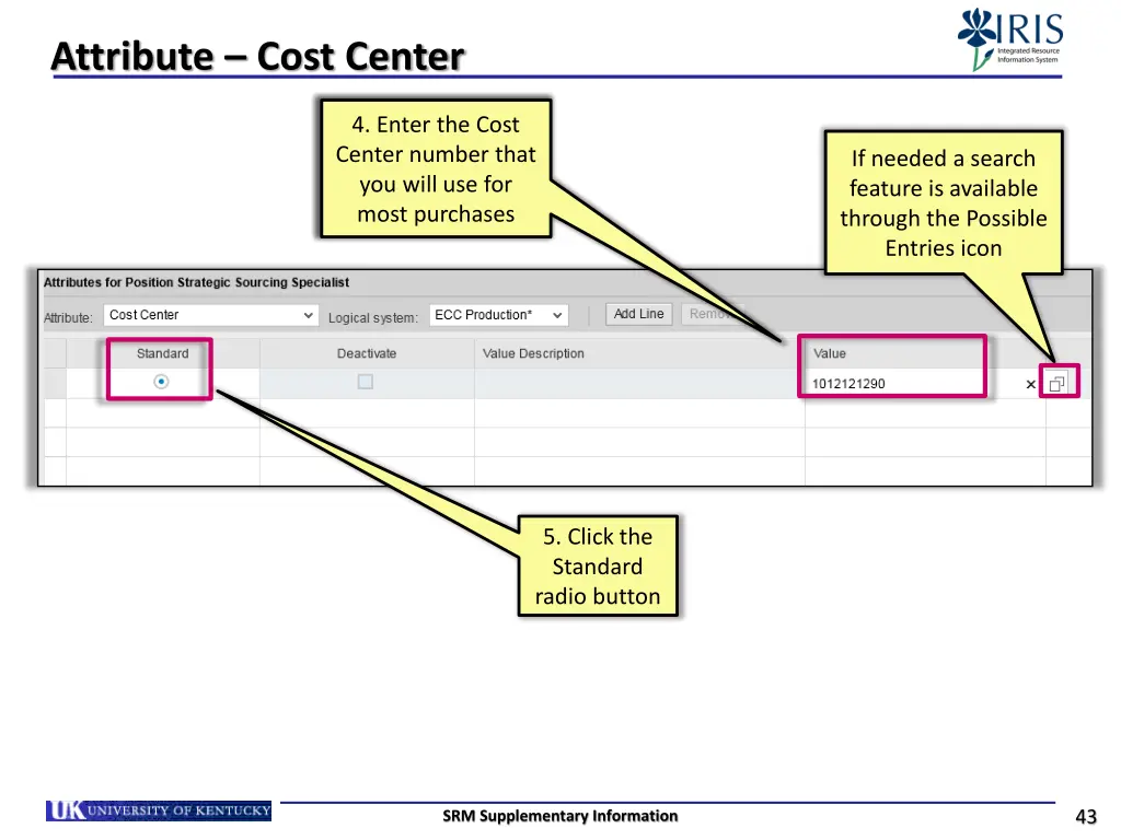 attribute cost center 1