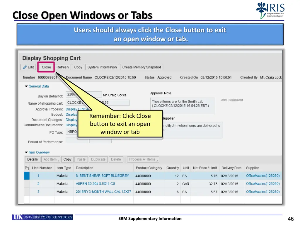 close open windows or tabs