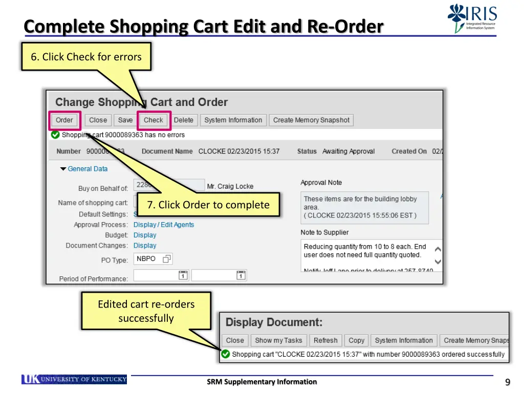 complete shopping cart edit and re order