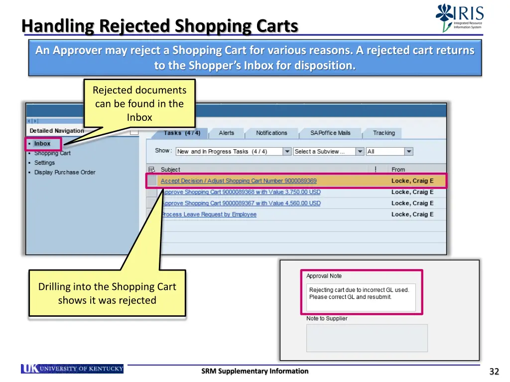 handling rejected shopping carts