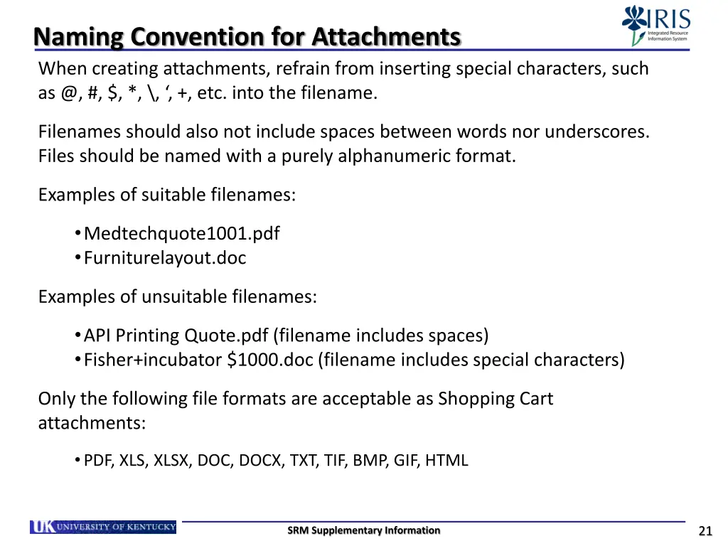 naming convention for attachments when creating