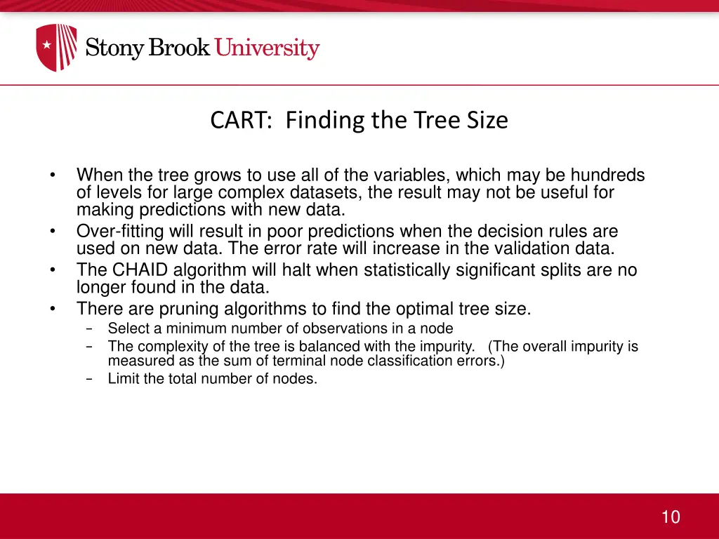 cart finding the tree size