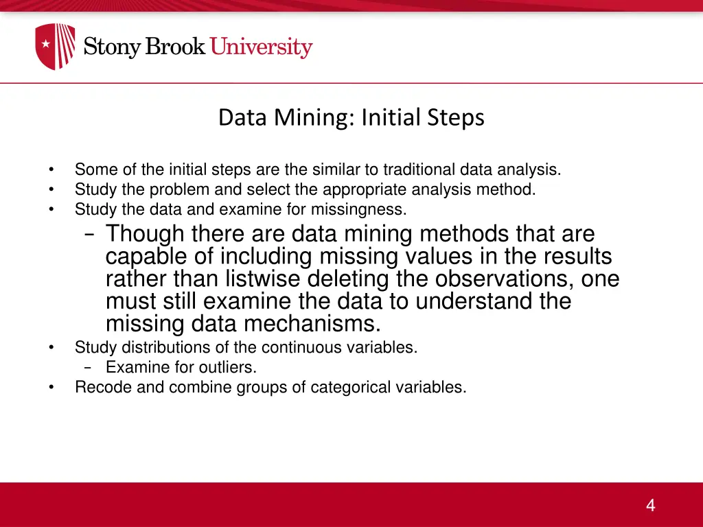 data mining initial steps