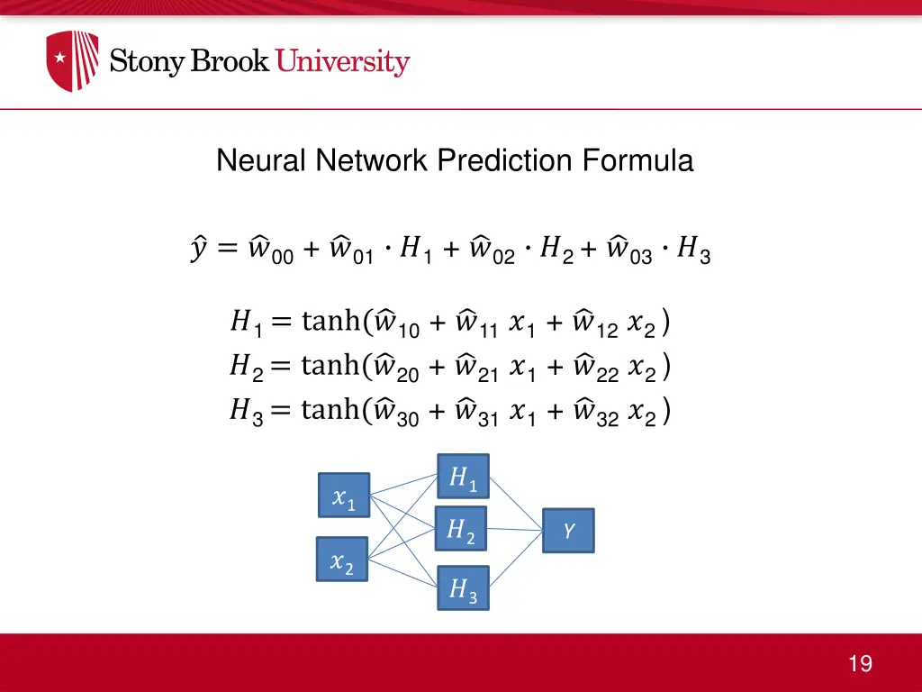 neural network prediction formula