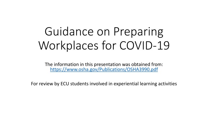 guidance on preparing workplaces for covid 19