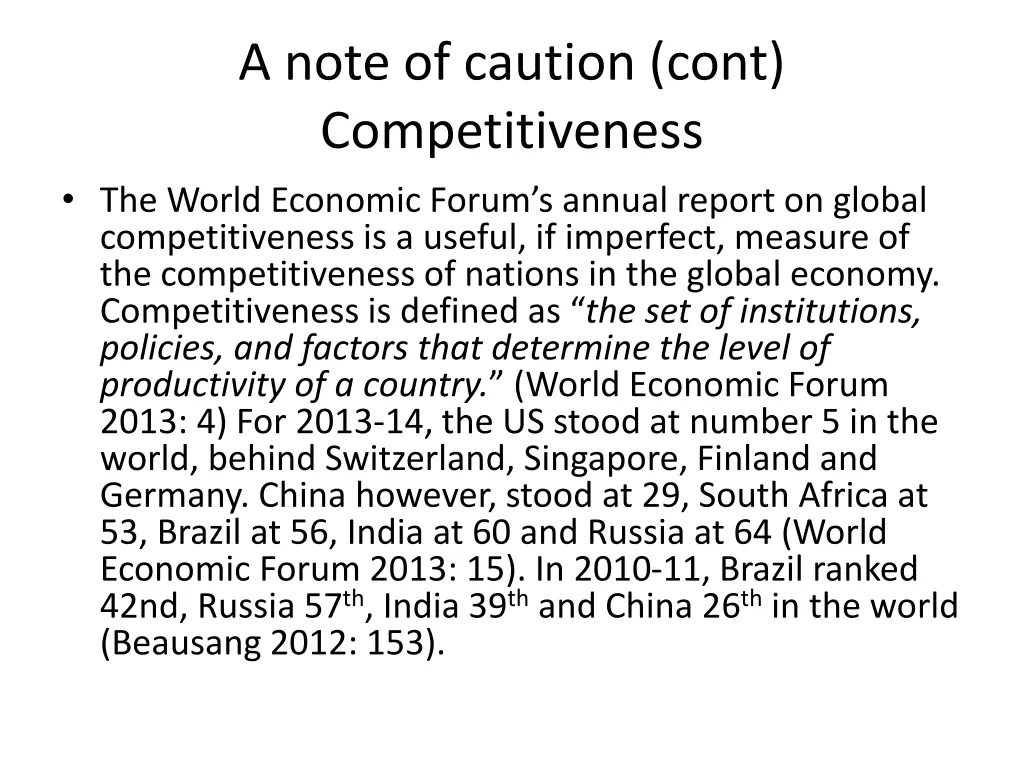 a note of caution cont competitiveness the world