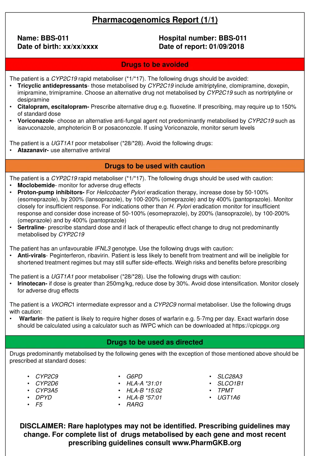 pharmacogenomics report 1 1 8