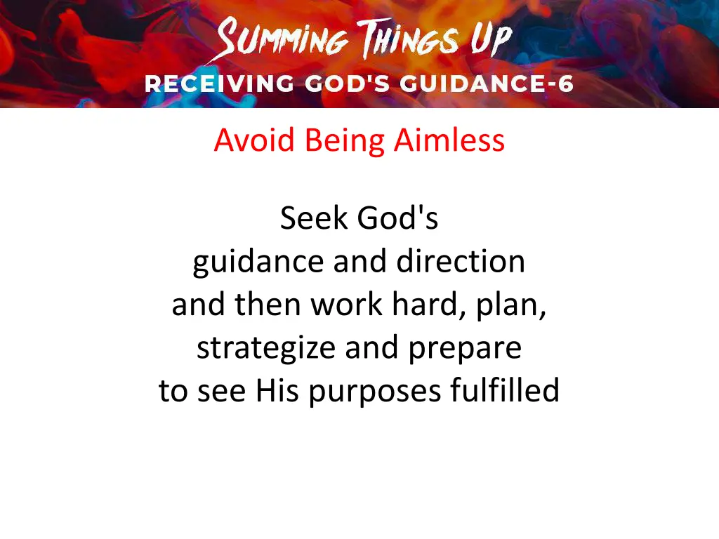 avoid being aimless