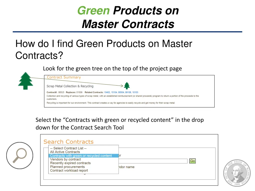 green products on master contracts