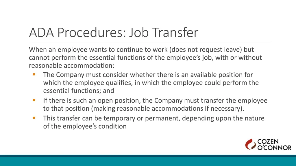 ada procedures job transfer