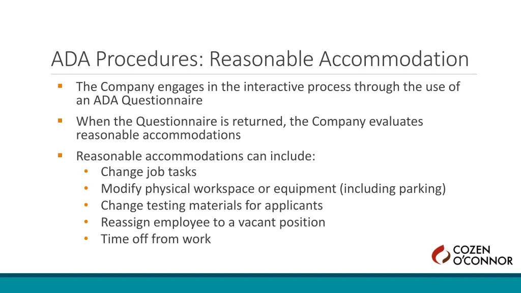 ada procedures reasonable accommodation