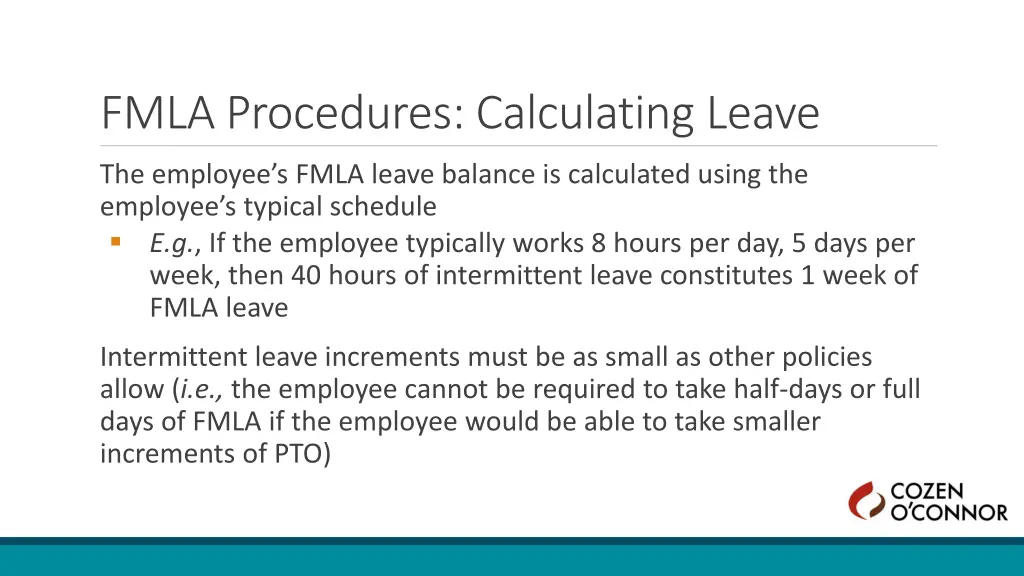 fmla procedures calculating leave