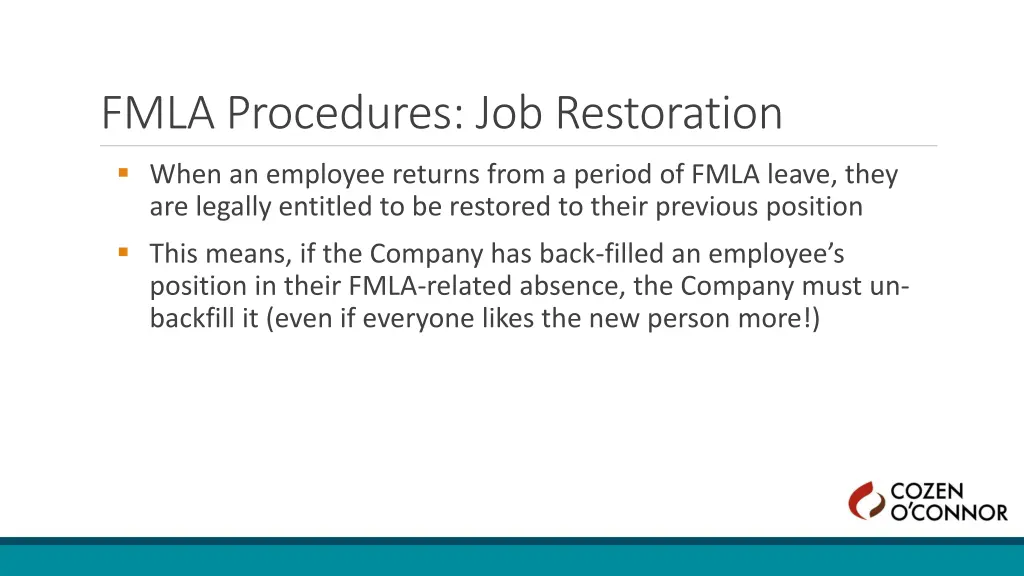 fmla procedures job restoration