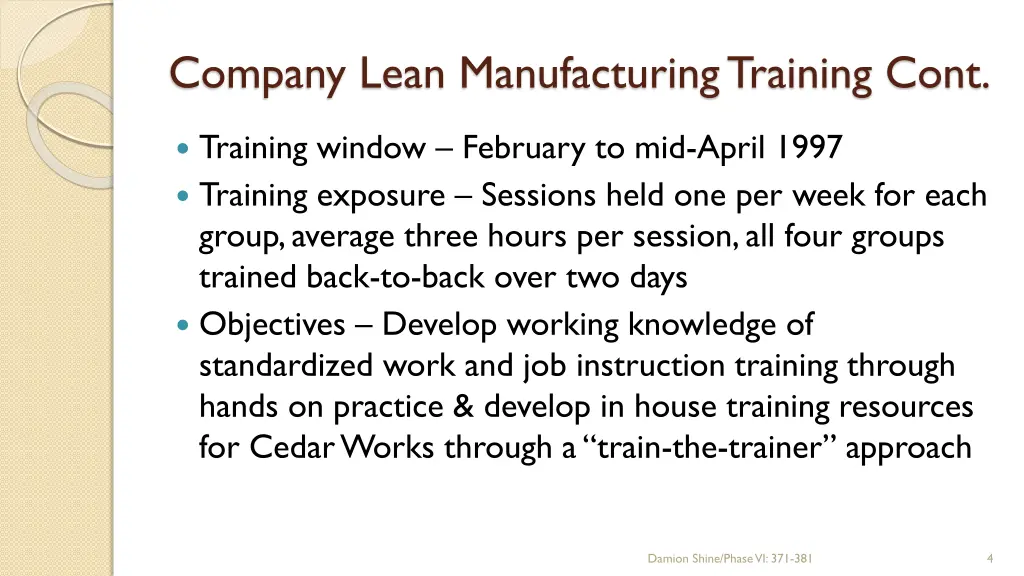 company lean manufacturing training cont