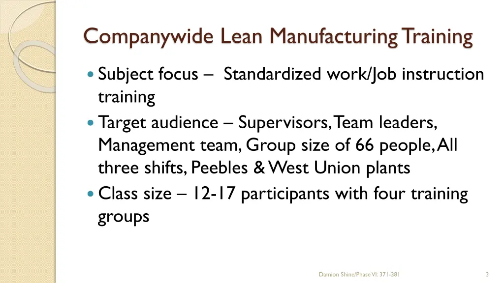 companywide lean manufacturing training