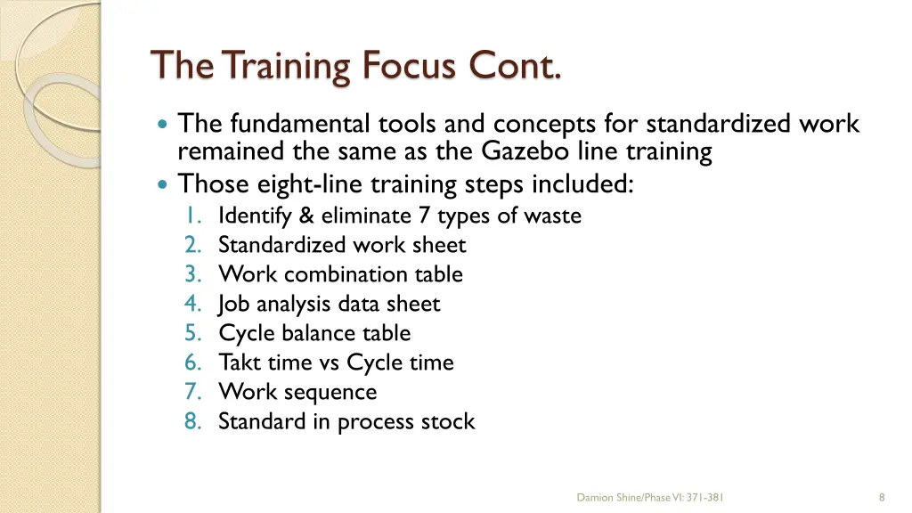 the training focus cont