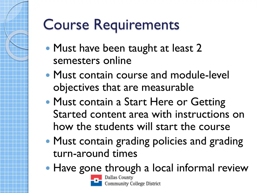 course requirements